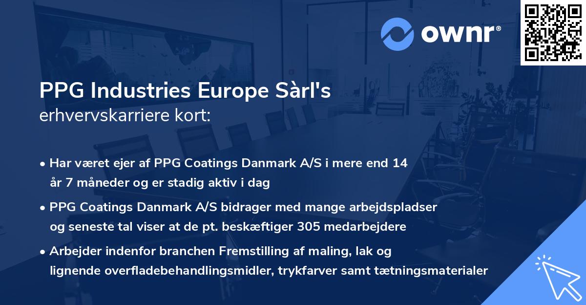 PPG Industries Europe Sàrl's erhvervskarriere kort