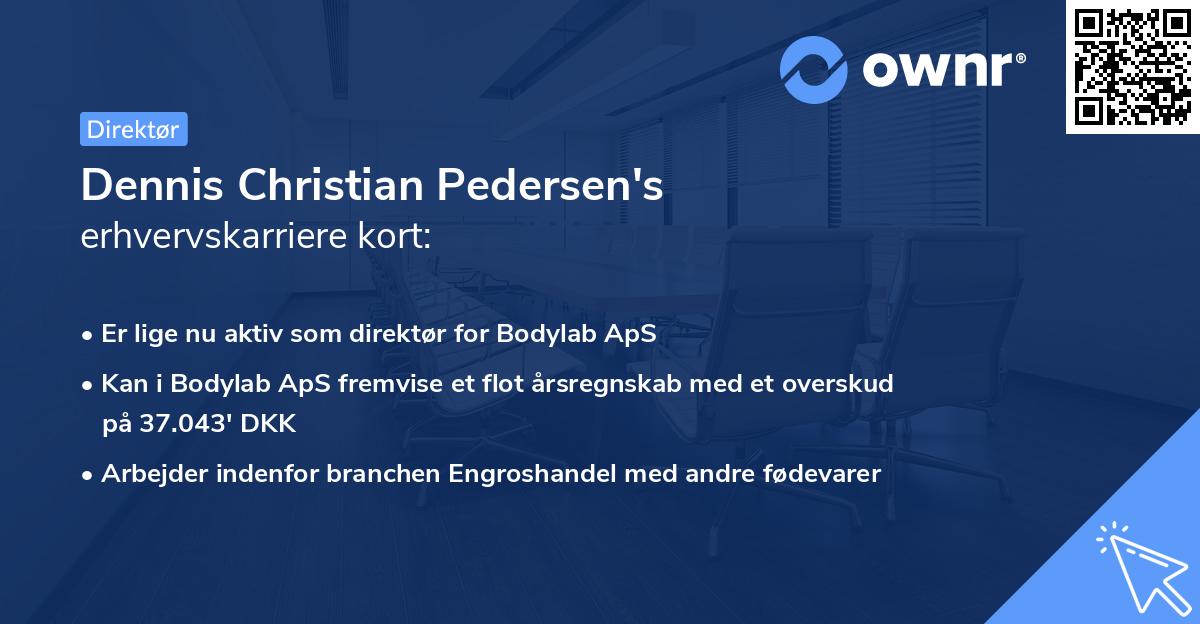 Dennis Christian Pedersen's erhvervskarriere kort