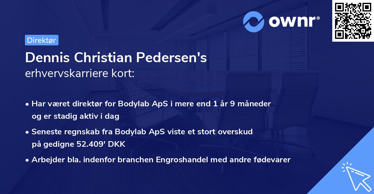 Dennis Christian Pedersen's erhvervskarriere kort