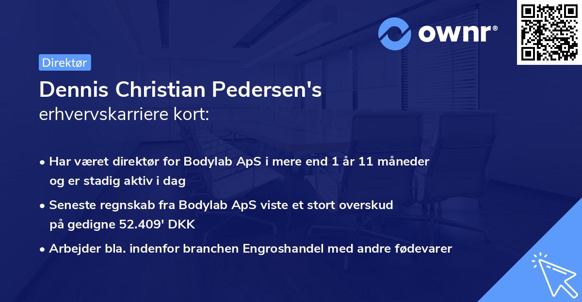 Dennis Christian Pedersen's erhvervskarriere kort