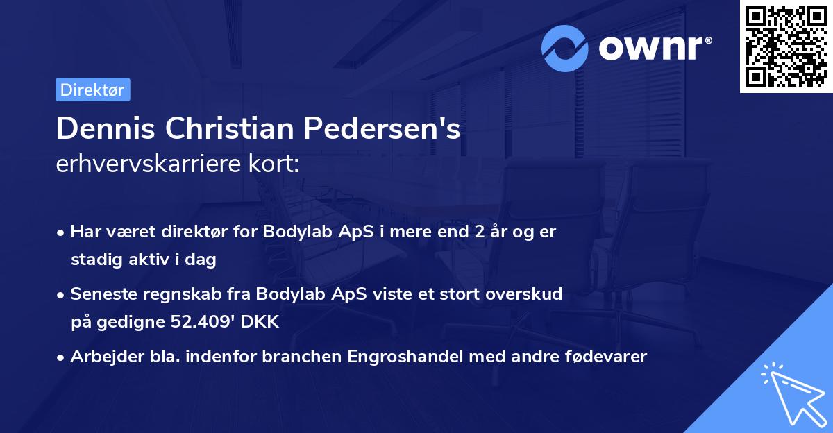Dennis Christian Pedersen's erhvervskarriere kort