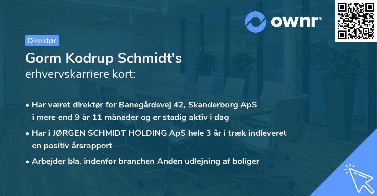 Gorm Kodrup Schmidt's erhvervskarriere kort