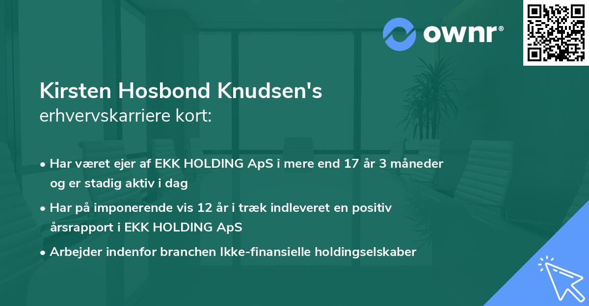 Kirsten Hosbond Knudsen's erhvervskarriere kort