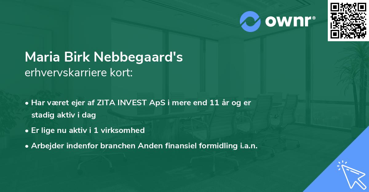 Maria Birk Nebbegaard's erhvervskarriere kort
