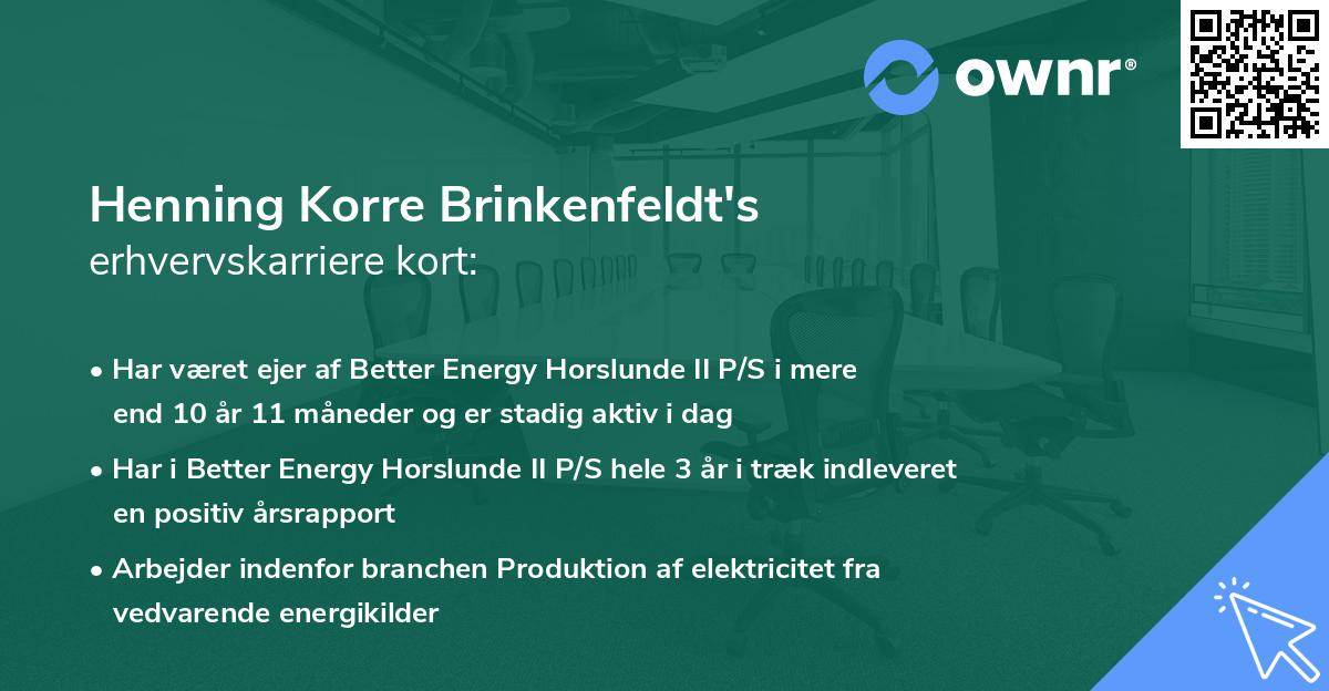 Henning Korre Brinkenfeldt's erhvervskarriere kort