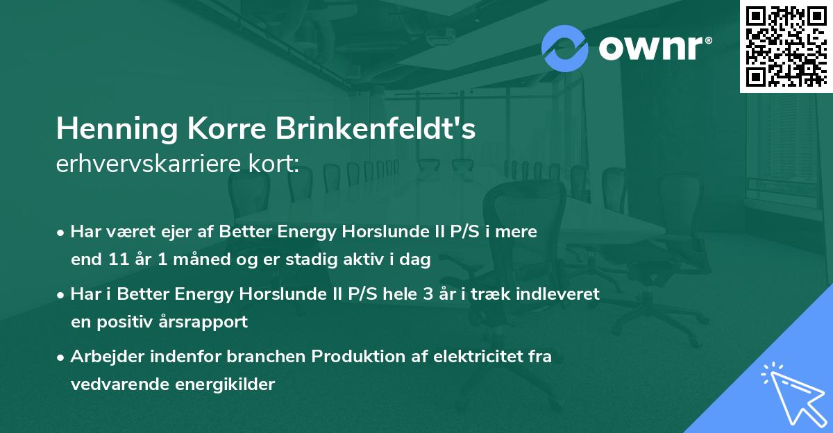 Henning Korre Brinkenfeldt's erhvervskarriere kort
