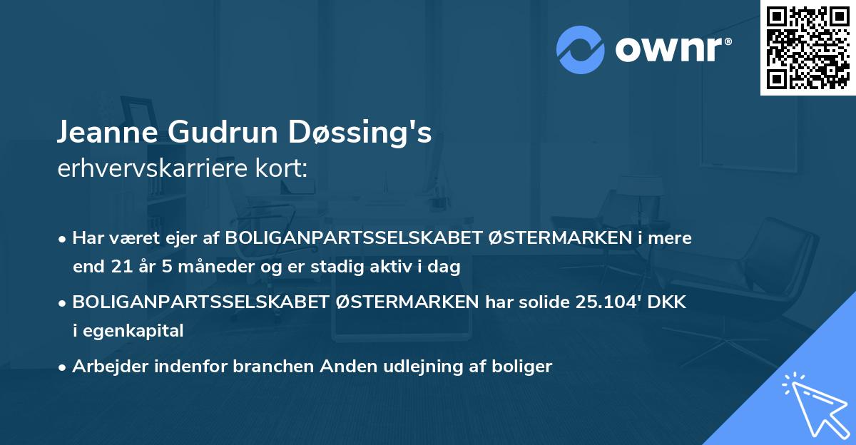 Jeanne Gudrun Døssing's erhvervskarriere kort
