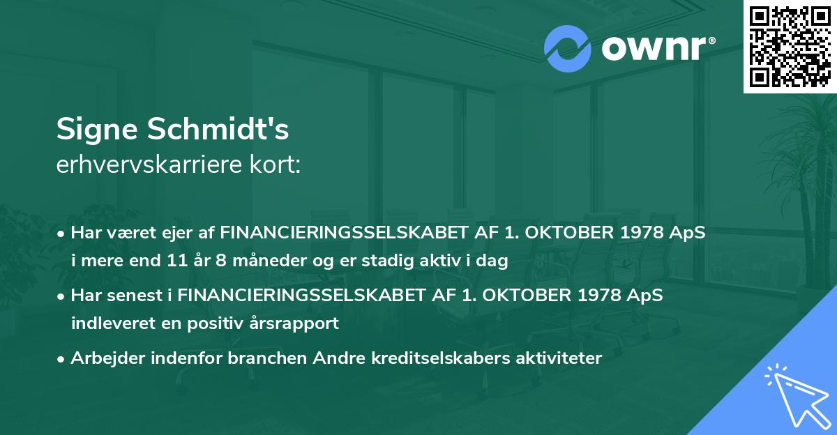 Signe Schmidt's erhvervskarriere kort