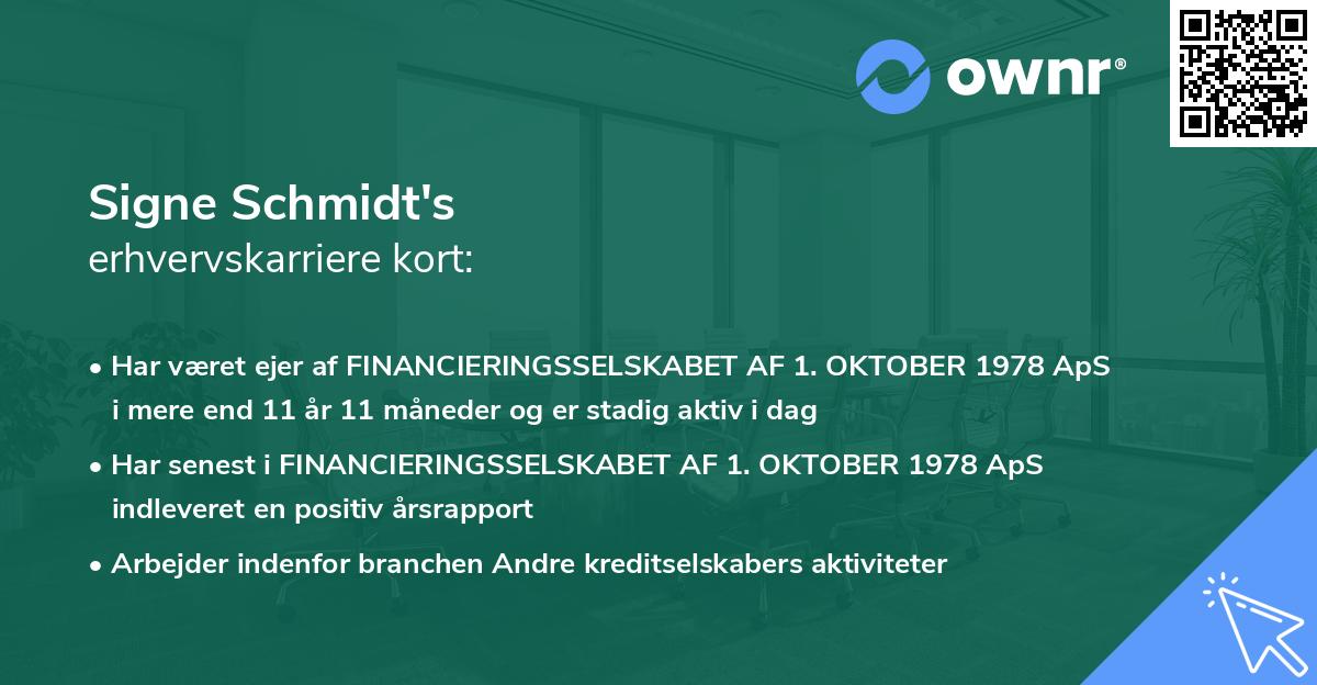 Signe Schmidt's erhvervskarriere kort