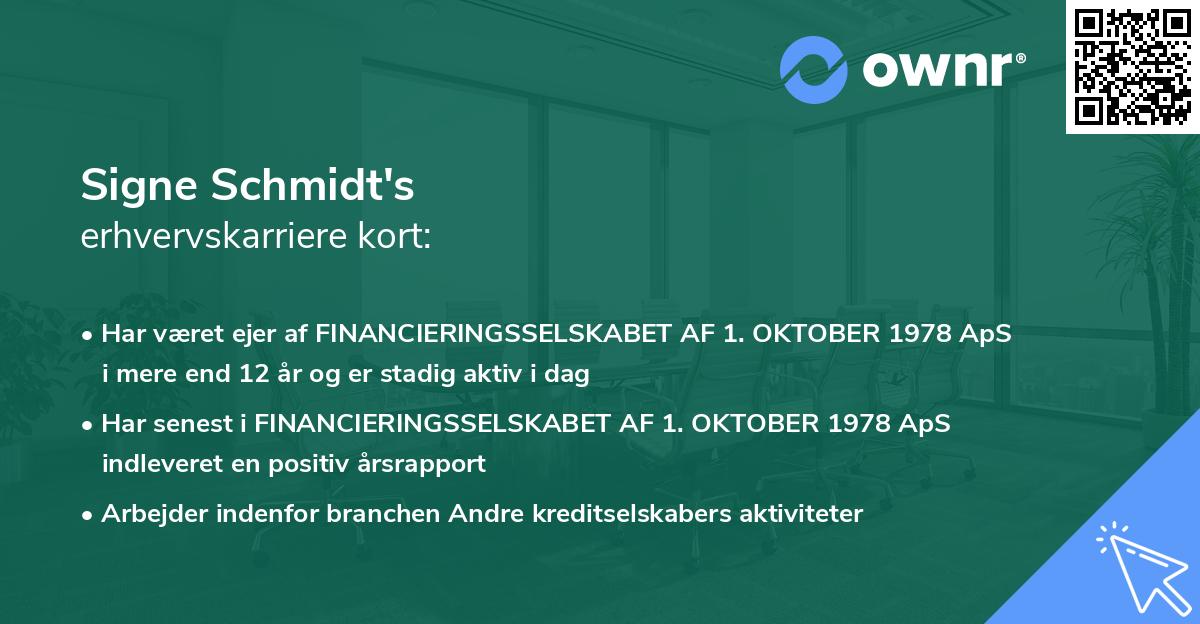 Signe Schmidt's erhvervskarriere kort