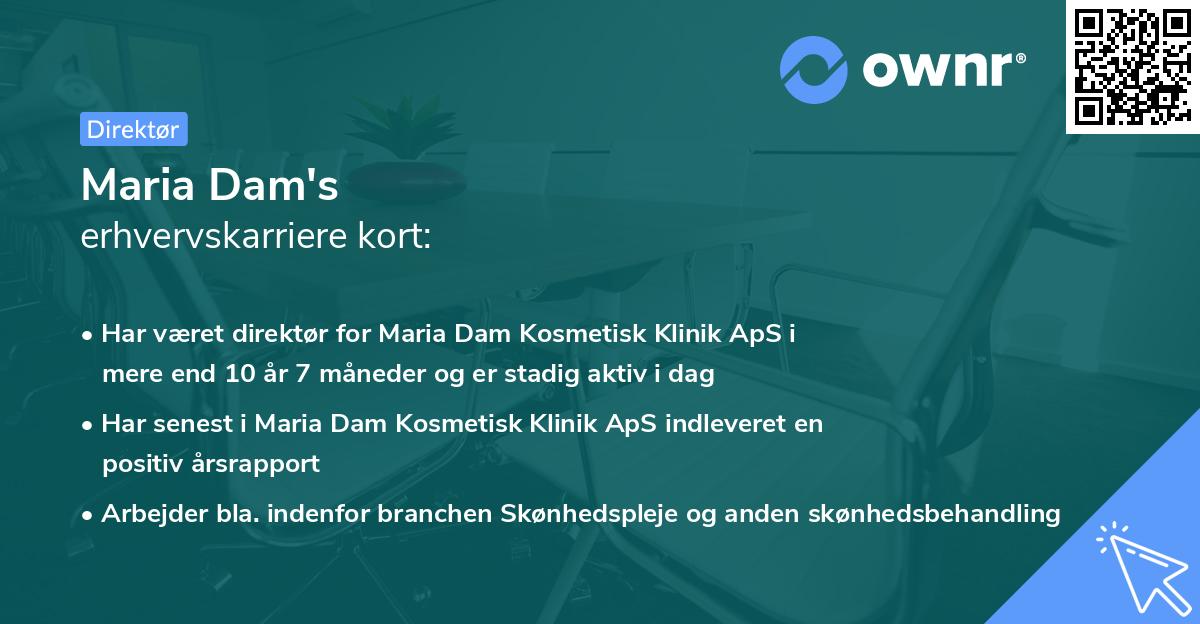 Maria Dam's erhvervskarriere kort