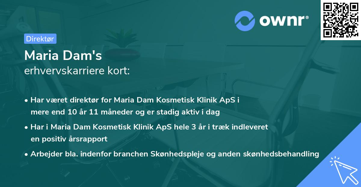 Maria Dam's erhvervskarriere kort