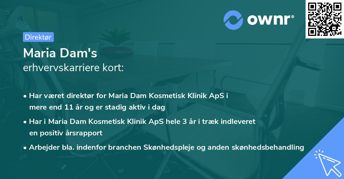 Maria Dam's erhvervskarriere kort