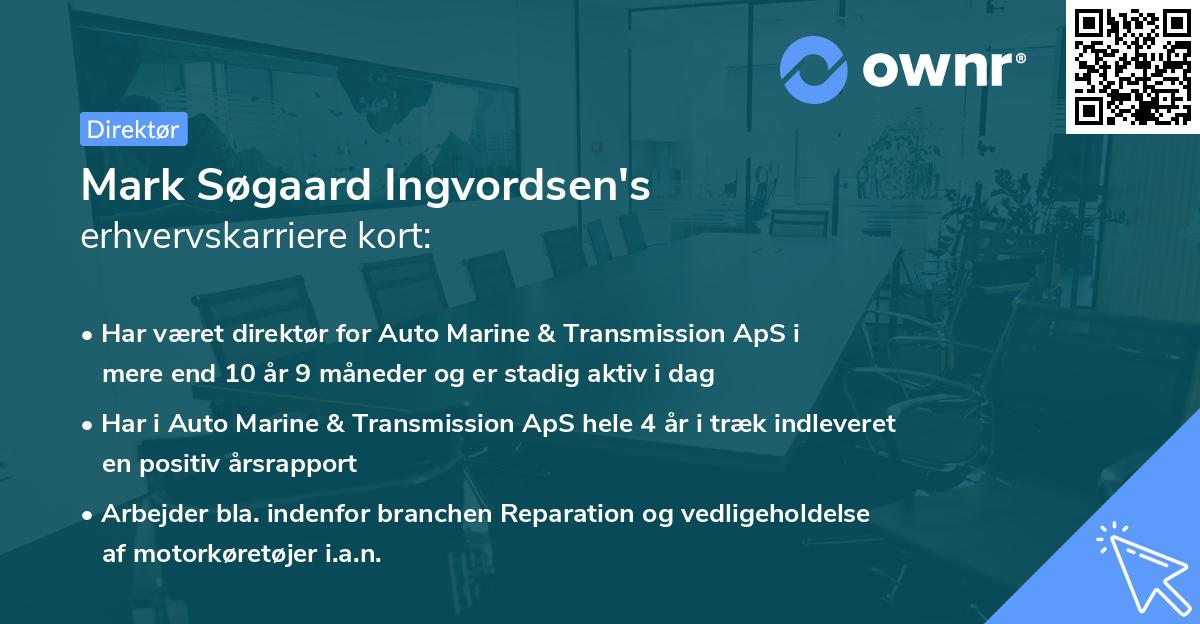 Mark Søgaard Ingvordsen's erhvervskarriere kort