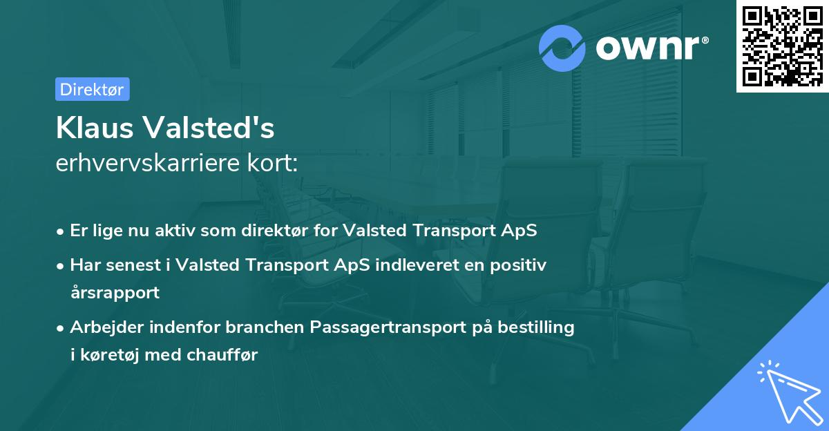 Klaus Valsted's erhvervskarriere kort
