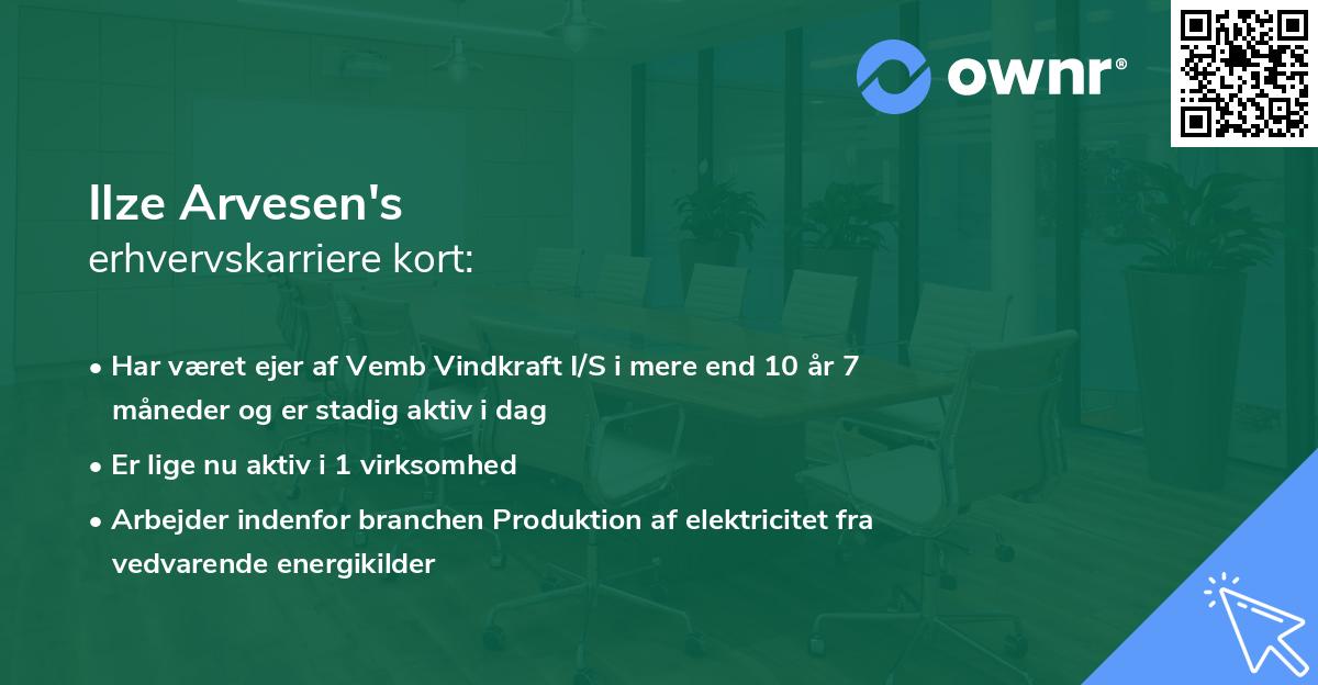 Ilze Arvesen's erhvervskarriere kort