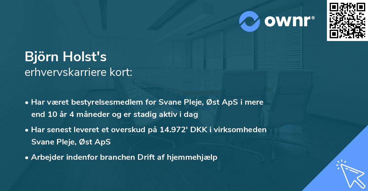 Björn Holst's erhvervskarriere kort