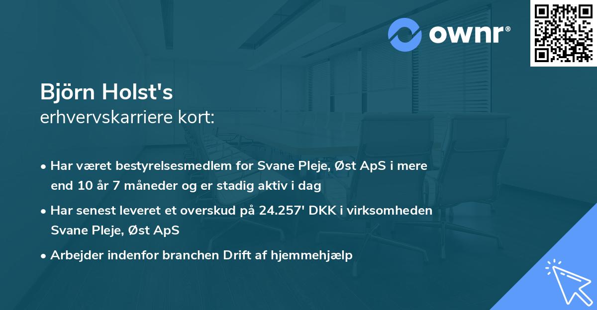 Björn Holst's erhvervskarriere kort