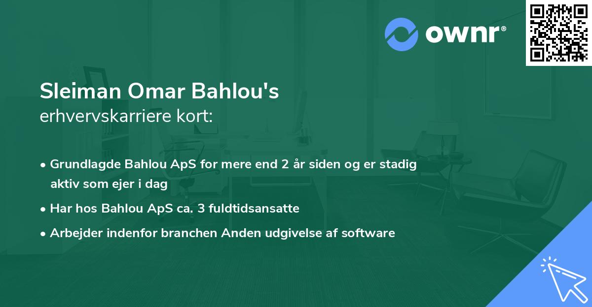 Sleiman Omar Bahlou's erhvervskarriere kort