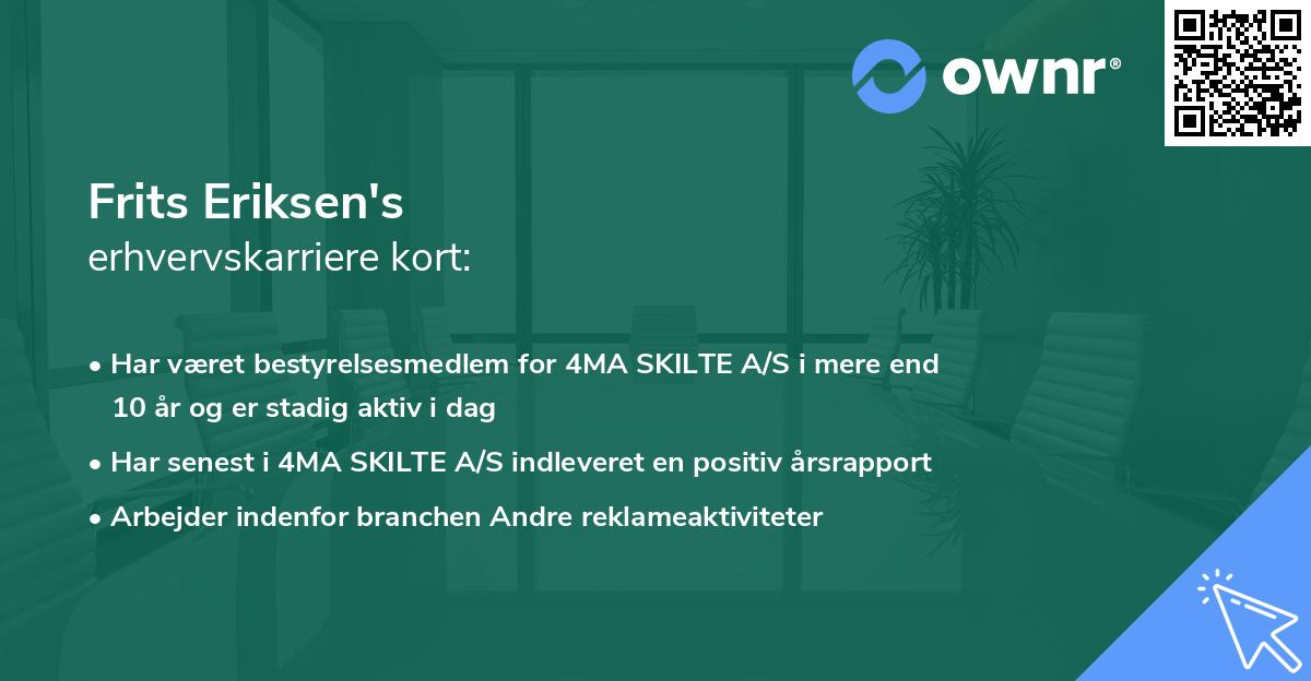 Frits Eriksen's erhvervskarriere kort
