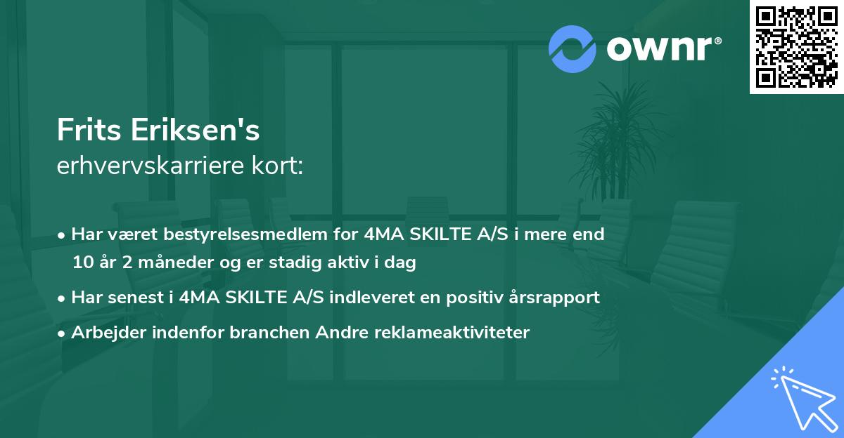 Frits Eriksen's erhvervskarriere kort