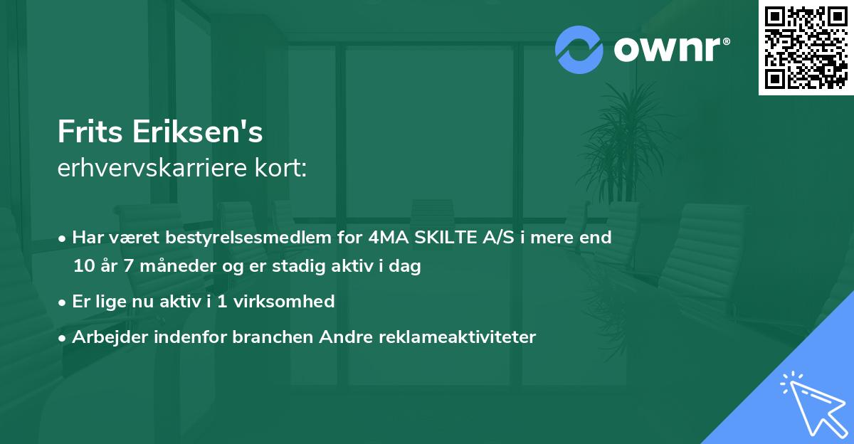 Frits Eriksen's erhvervskarriere kort