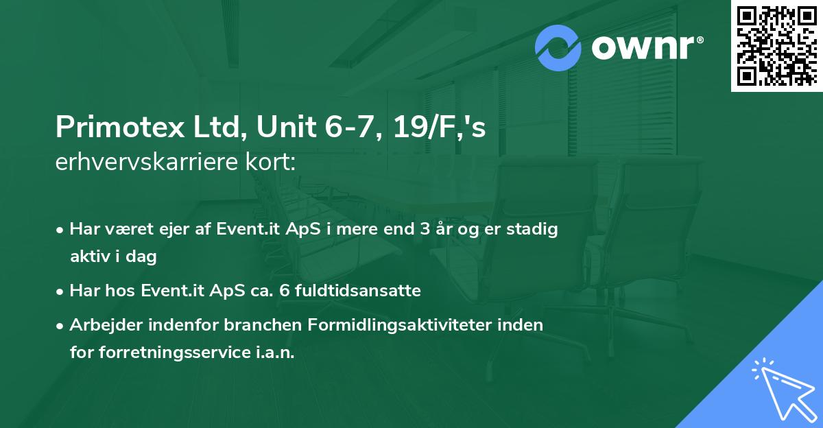 Primotex Ltd, Unit 6-7, 19/F,'s erhvervskarriere kort
