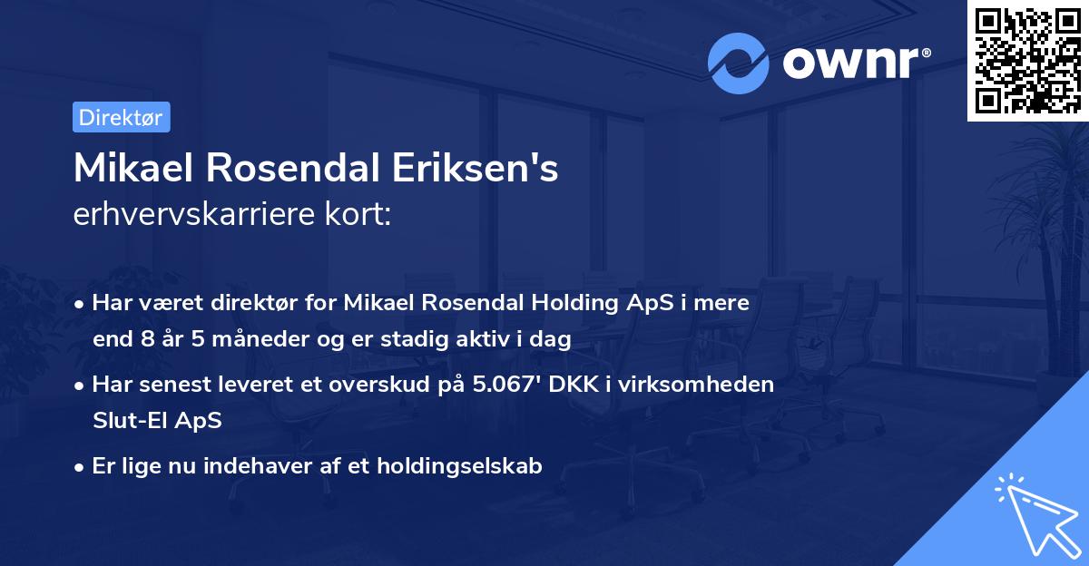 Mikael Rosendal Eriksen's erhvervskarriere kort