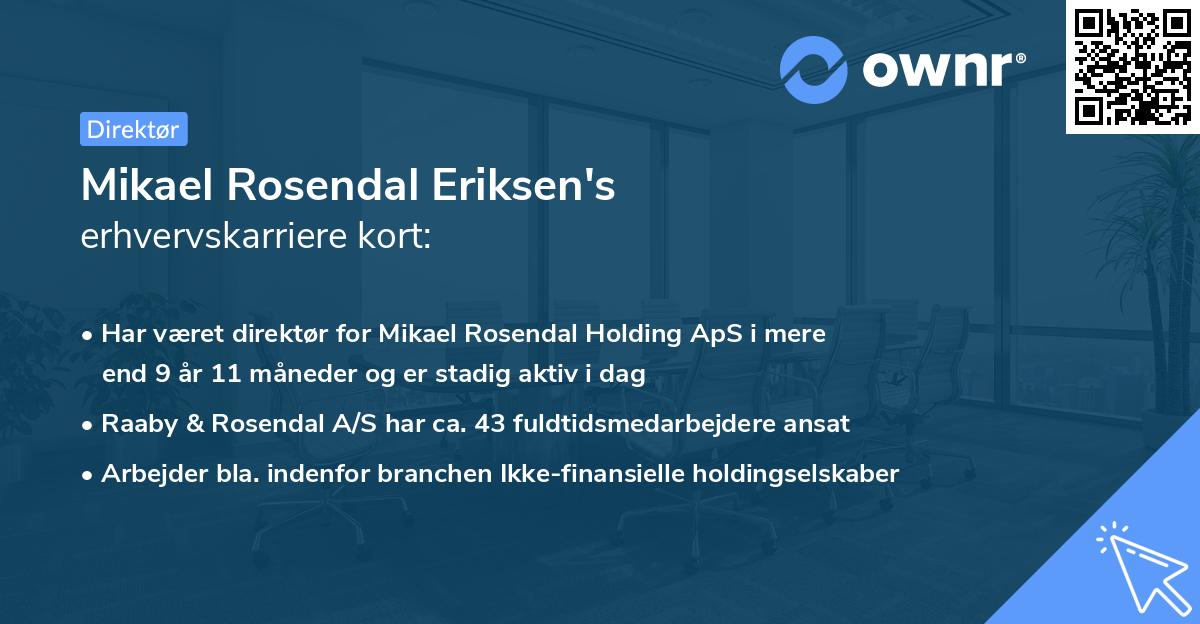 Mikael Rosendal Eriksen's erhvervskarriere kort