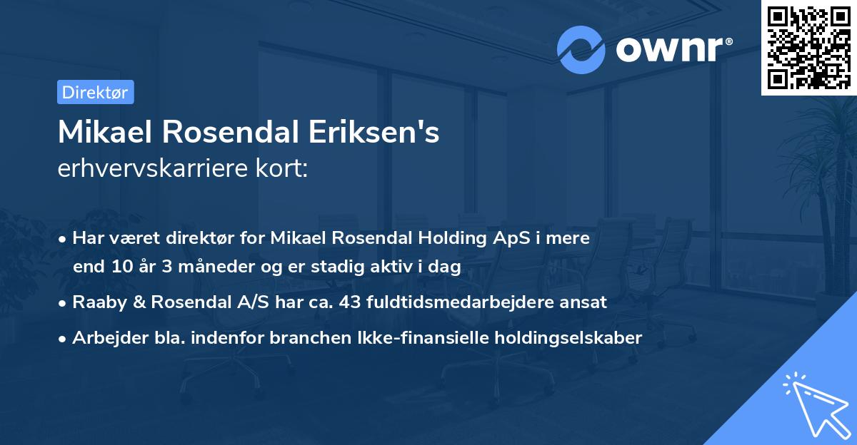 Mikael Rosendal Eriksen's erhvervskarriere kort