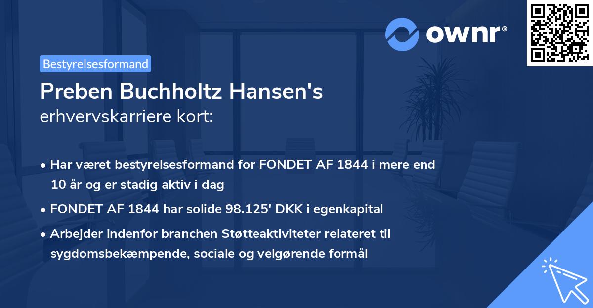 Preben Buchholtz Hansen's erhvervskarriere kort