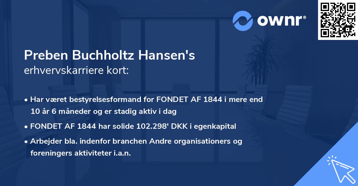 Preben Buchholtz Hansen's erhvervskarriere kort