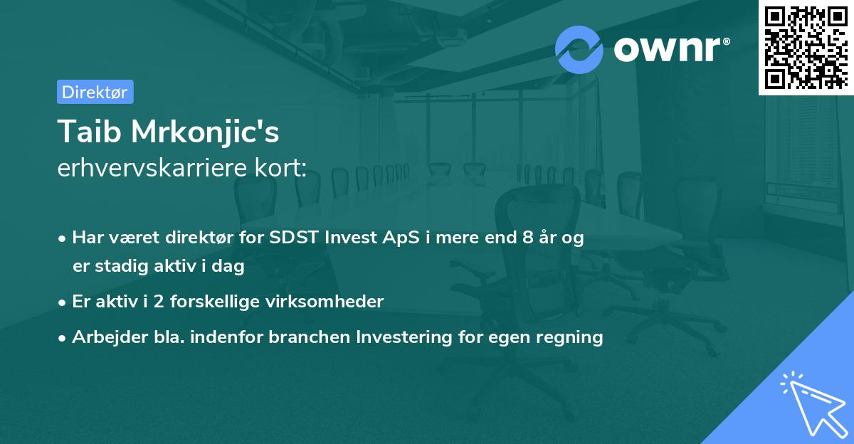 Taib Mrkonjic's erhvervskarriere kort