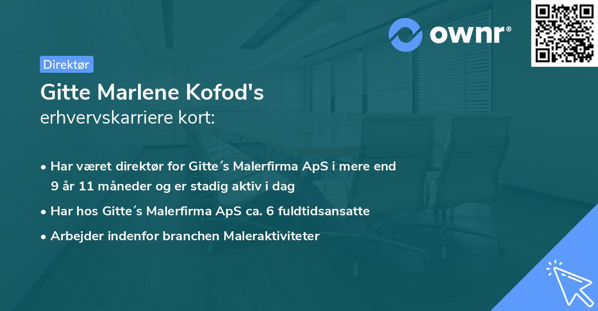Gitte Marlene Kofod's erhvervskarriere kort
