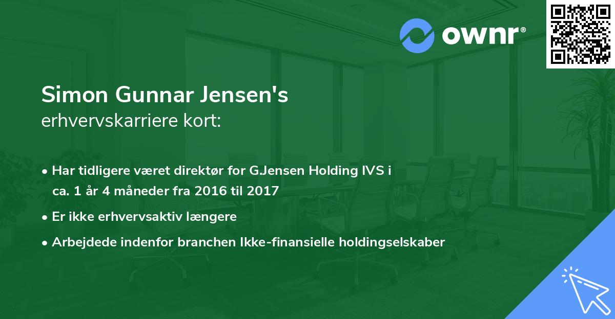 Simon Gunnar Jensen's erhvervskarriere kort