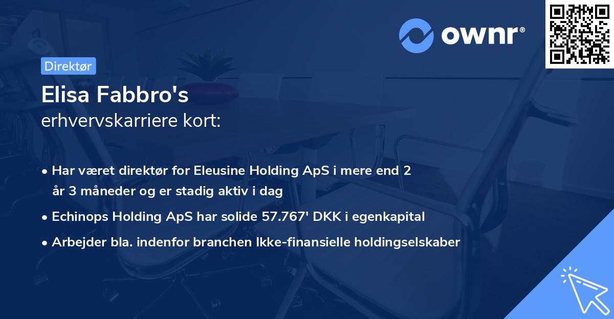 Elisa Fabbro's erhvervskarriere kort