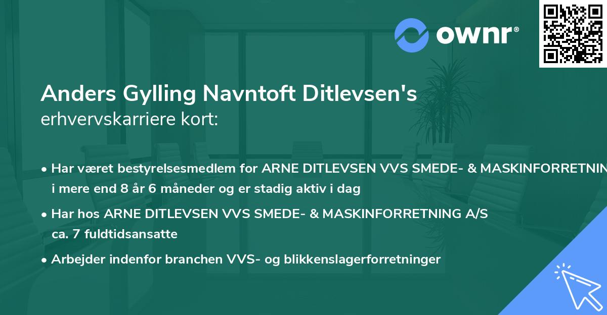 Anders Gylling Navntoft Ditlevsen's erhvervskarriere kort