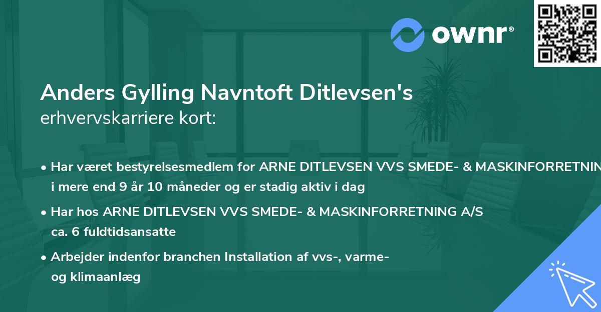 Anders Gylling Navntoft Ditlevsen's erhvervskarriere kort