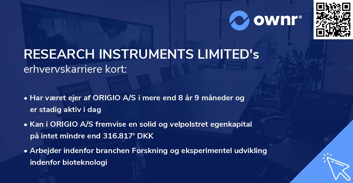 RESEARCH INSTRUMENTS LIMITED's erhvervskarriere kort