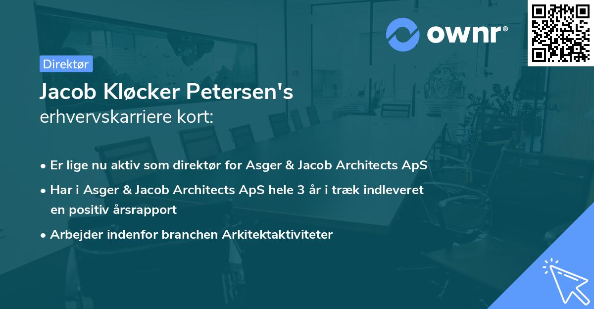 Jacob Kløcker Petersen's erhvervskarriere kort