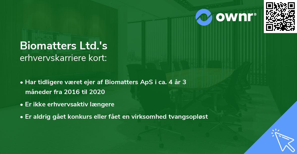 Biomatters Ltd.'s erhvervskarriere kort