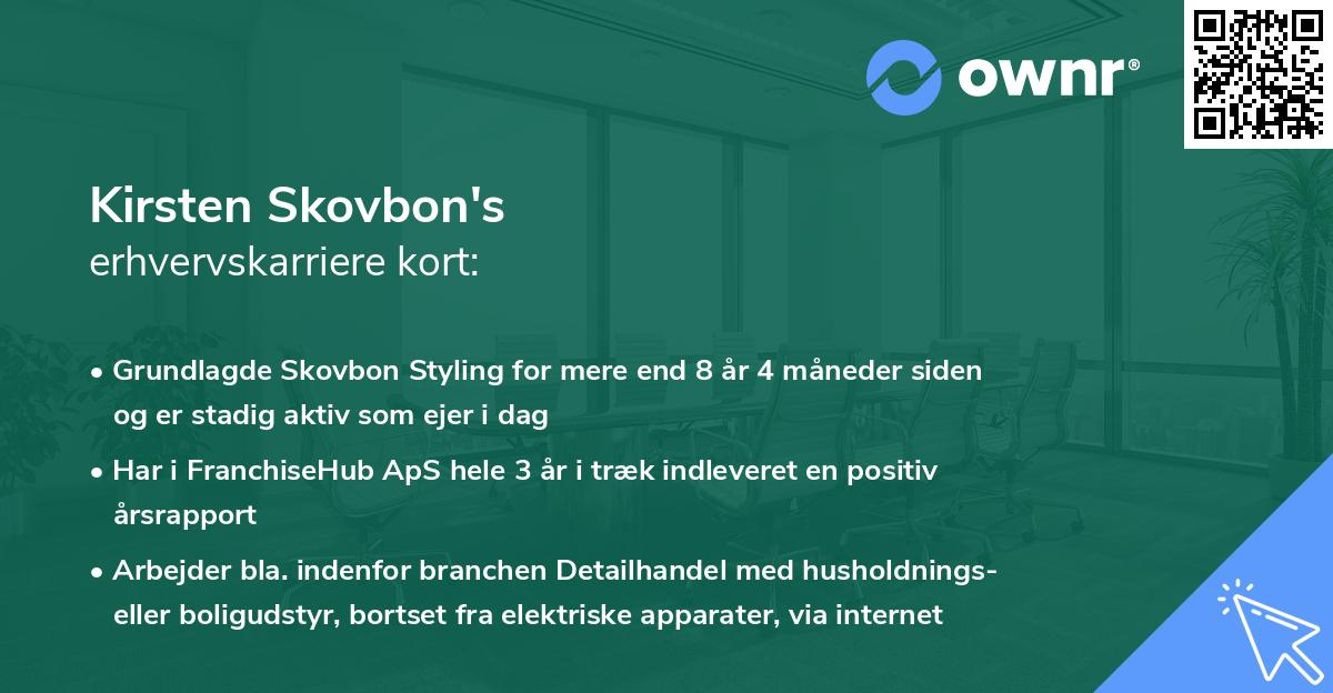 Kirsten Skovbon's erhvervskarriere kort