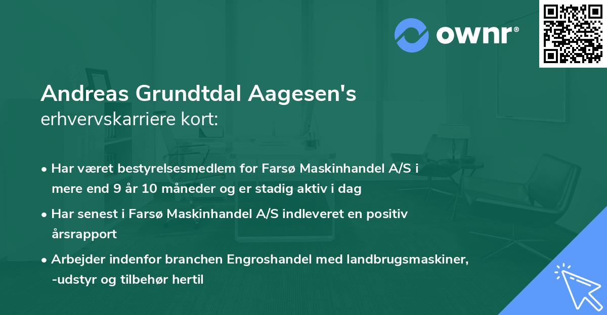 Andreas Grundtdal Aagesen's erhvervskarriere kort