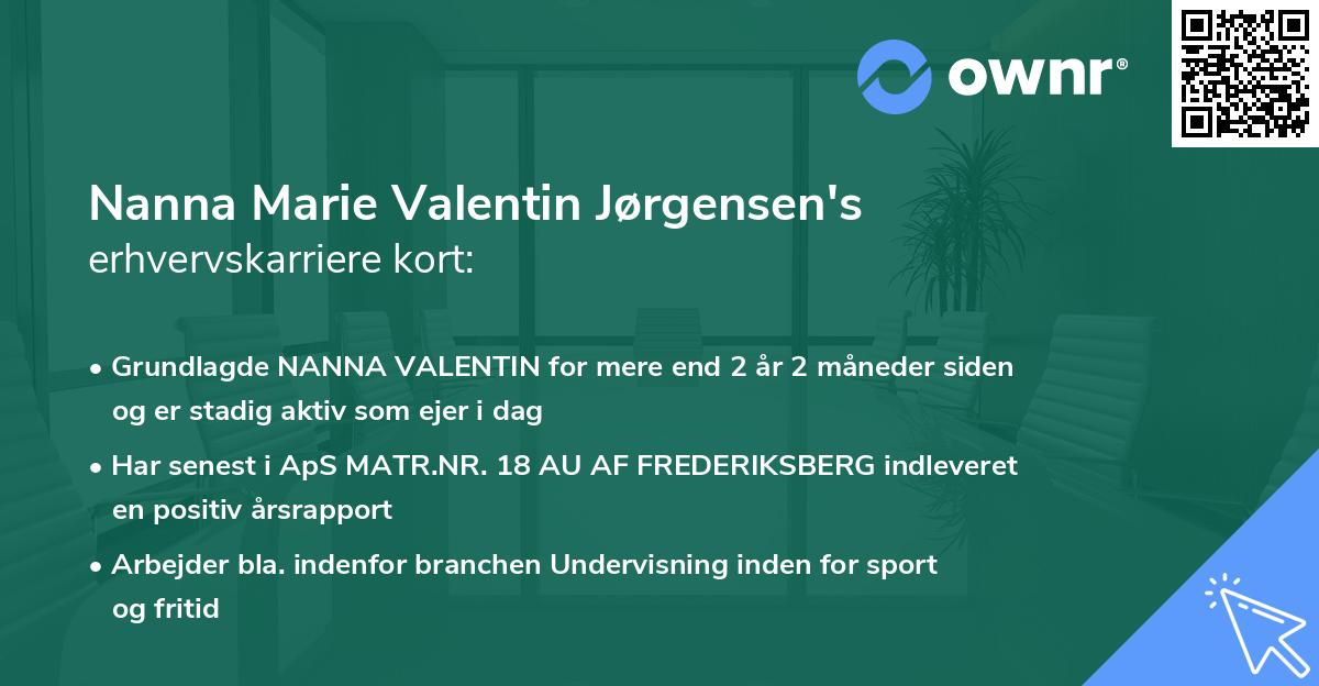 Nanna Marie Valentin Jørgensen's erhvervskarriere kort