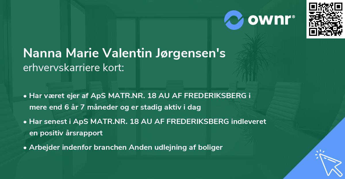 Nanna Marie Valentin Jørgensen's erhvervskarriere kort