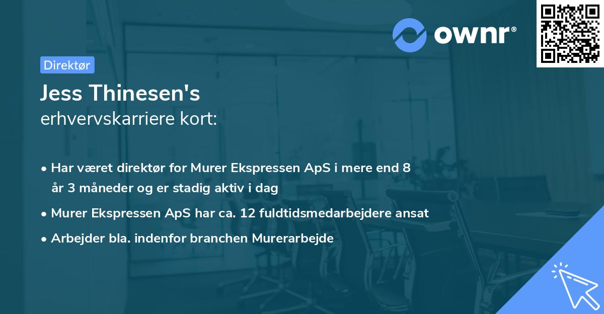 Jess Thinesen's erhvervskarriere kort