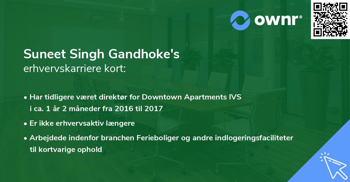Suneet Singh Gandhoke's erhvervskarriere kort