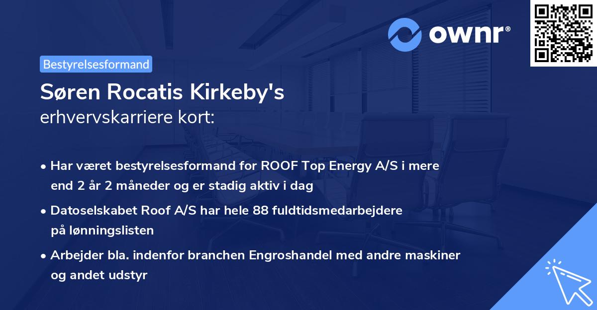Søren Rocatis Kirkeby's erhvervskarriere kort