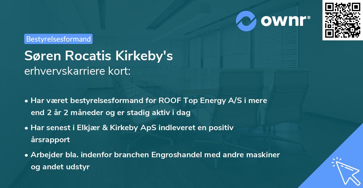 Søren Rocatis Kirkeby's erhvervskarriere kort