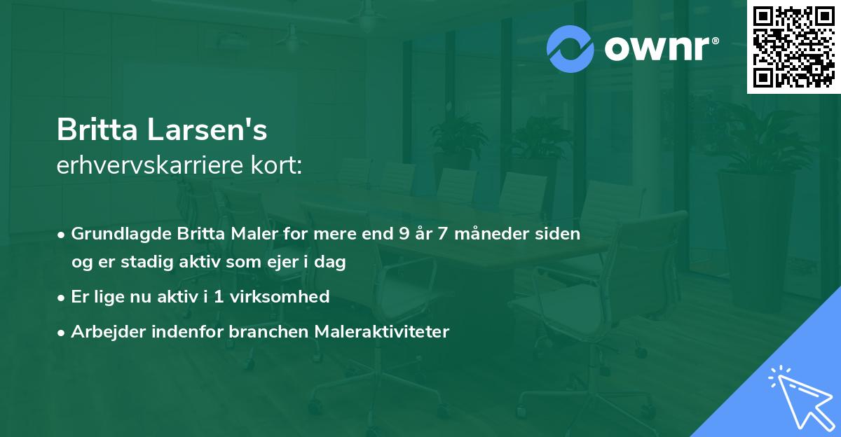 Britta Larsen's erhvervskarriere kort